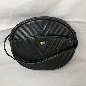 NINA RICCI Luxury Quilted Leather Crossbody Bag in Black
